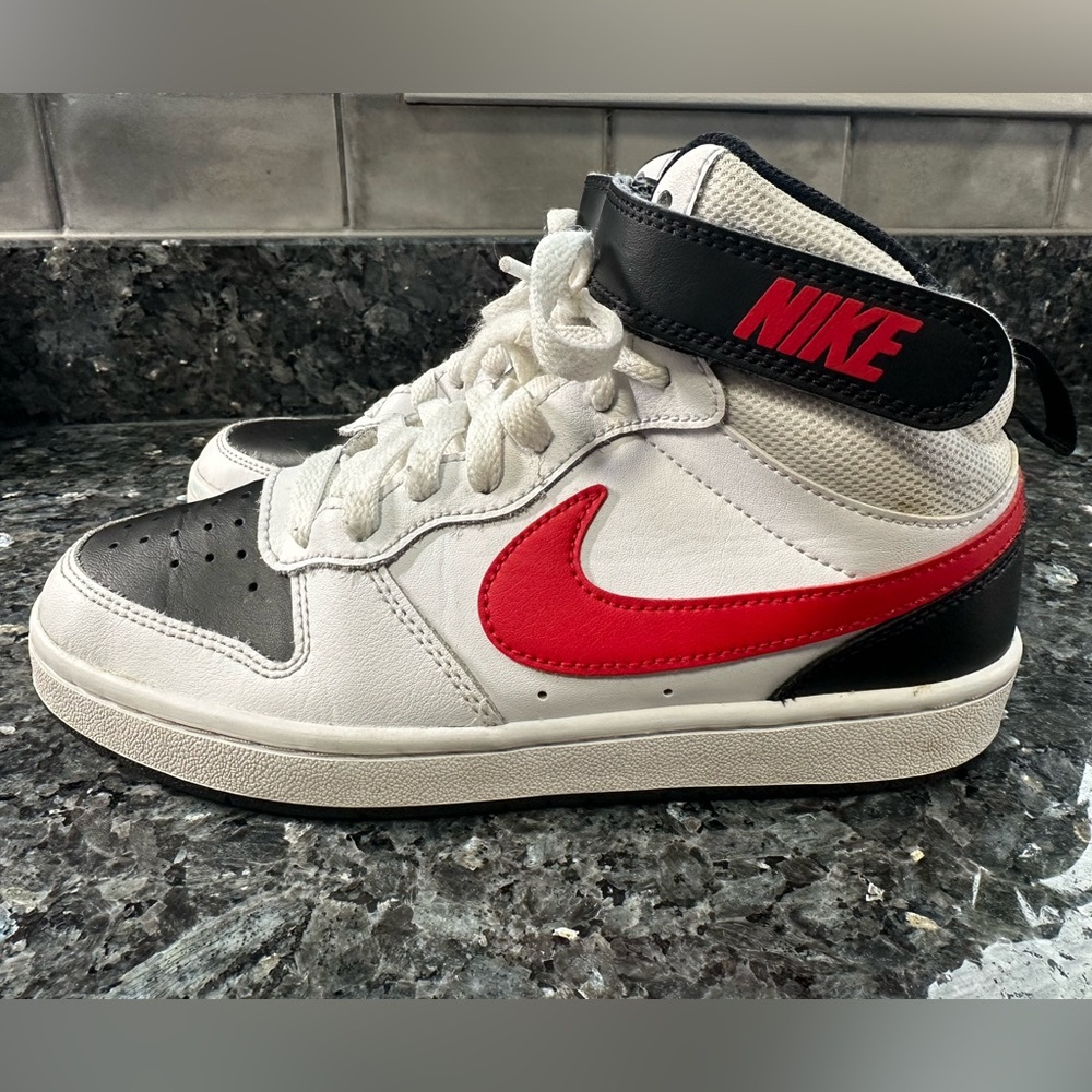 Nike Court Borough Mid 2 GS 'White Black University Red Size Big Lid Size 5